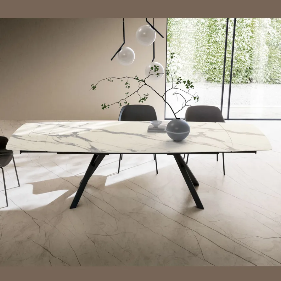 Table tonneau extensible jusqu'à 240 ou 280 cm en stratifié HPL - Dialogo Viadurini