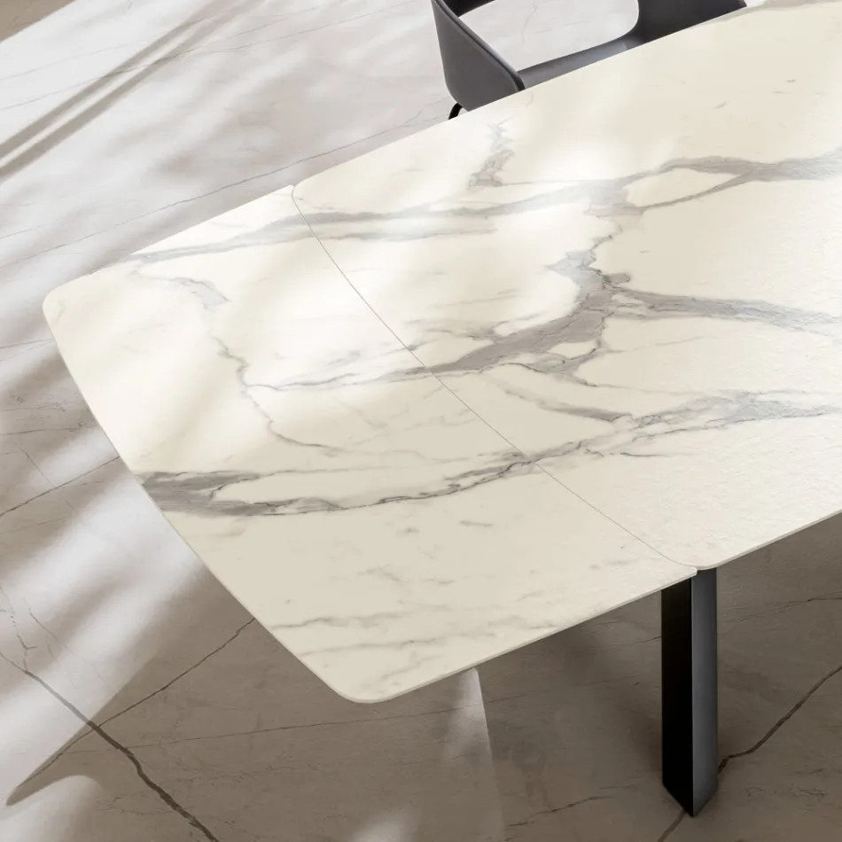 Table tonneau extensible jusqu'à 240 ou 280 cm en stratifié HPL - Dialogo Viadurini