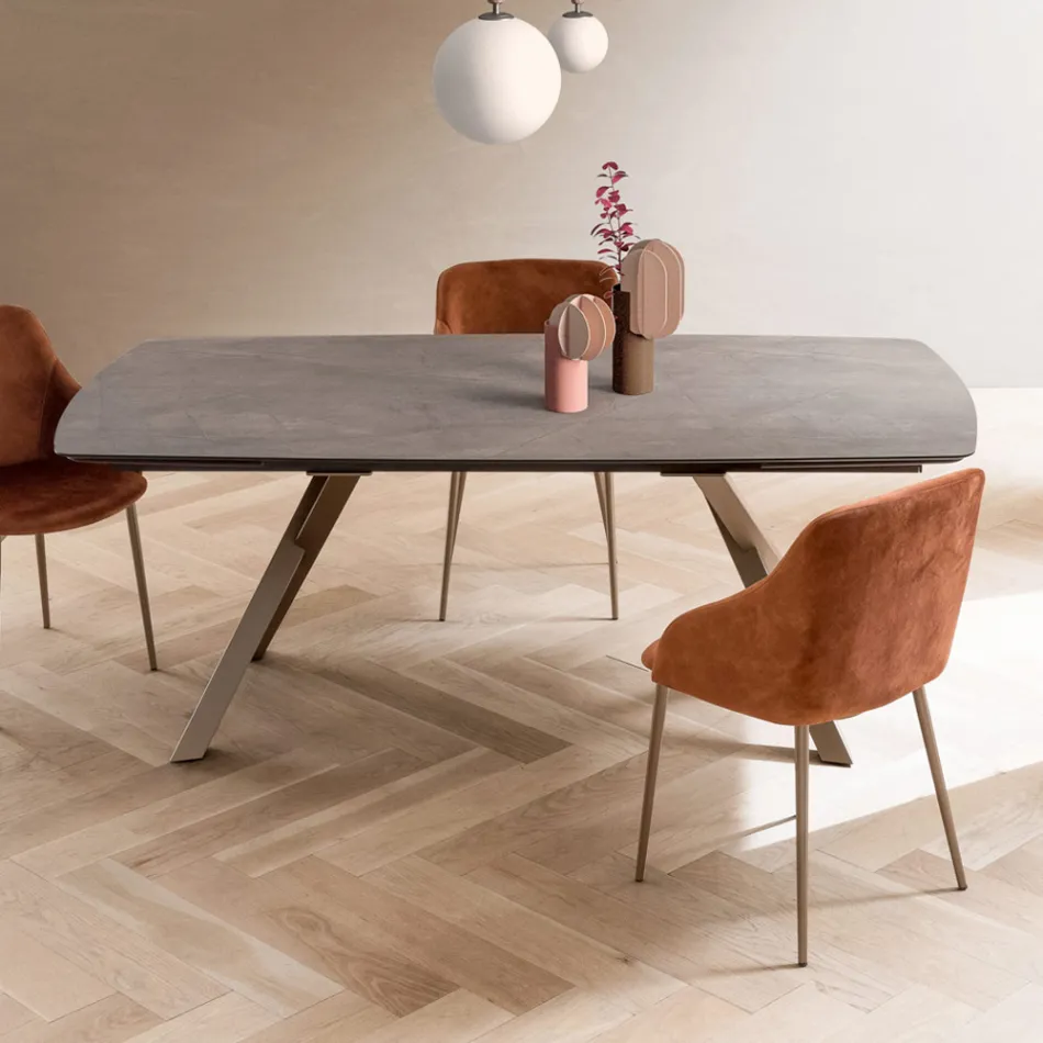 Table tonneau extensible jusqu'à 240 ou 280 cm en stratifié HPL - Dialogo Viadurini