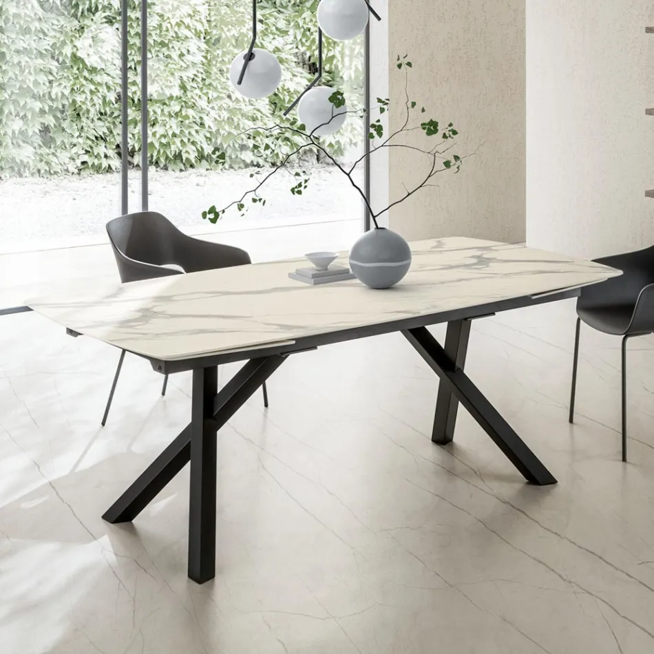 Table tonneau extensible jusqu'à 240 ou 280 cm en stratifié HPL - Dialogo Viadurini