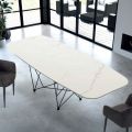 Table en Forme de Tonneau Moderne en Hyper-marbre et Acier Made in Italy – Ezzellino