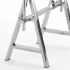 hauteur acier / verre table réglable (L190xH72 / 74 / 78xP90cm) Cristal Viadurini