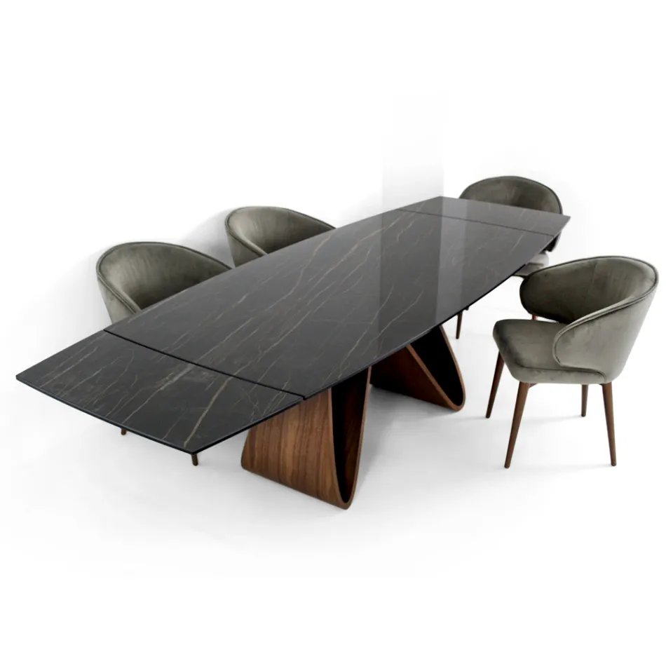 Table extensible jusqu'à 276 cm en Céramique Noir Désir Made in Italy - Equateur Viadurini