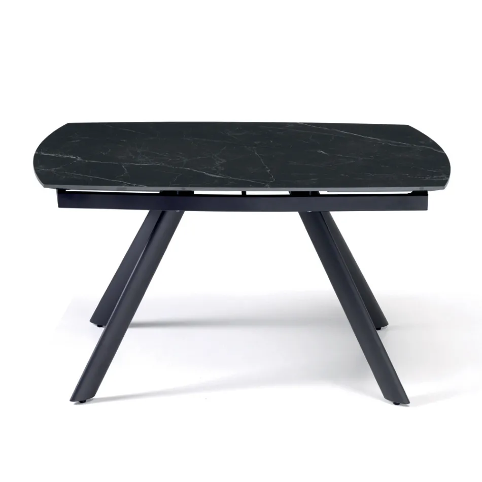 Table extensible 140/210 x 90 cm en pierre frittée effet marbre - Atrium Viadurini