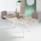 Table extensible 140/210 x 90 cm en pierre frittée effet marbre - Atrium Viadurini