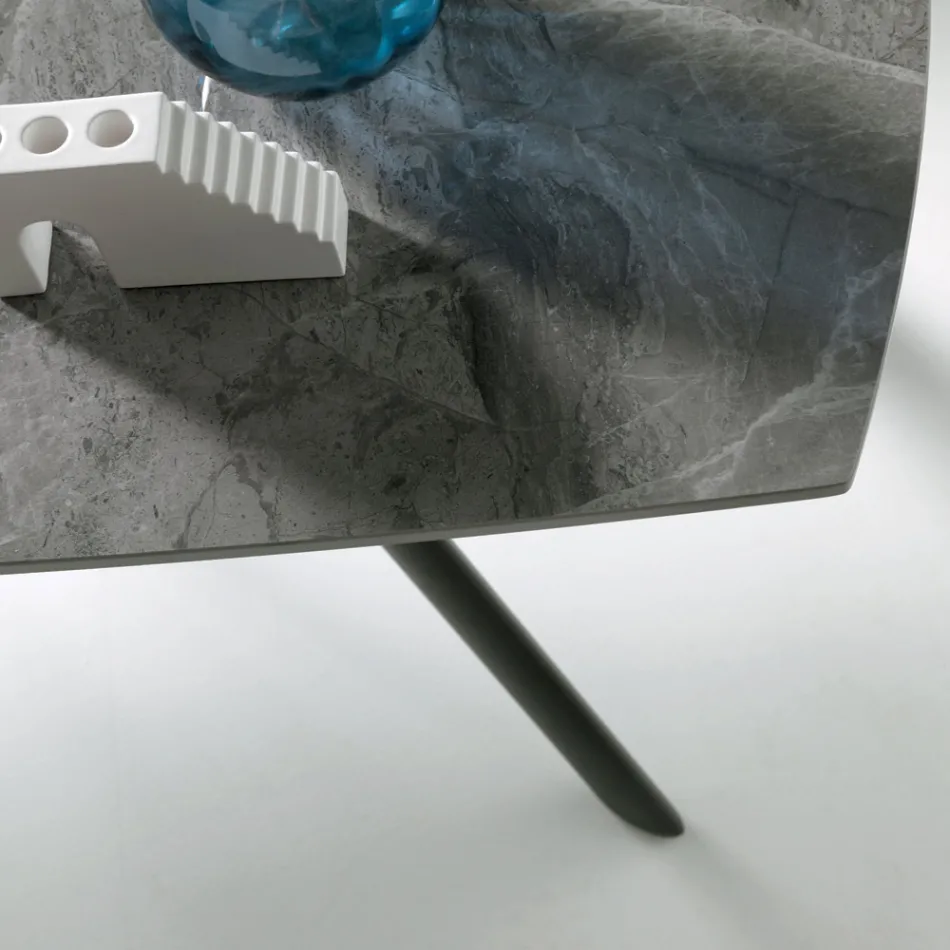 Table extensible 140/210 x 90 cm en pierre frittée effet marbre - Atrium Viadurini