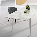 Table extensible 160/240 x 90 cm en pierre frittée effet marbre - Samus Viadurini