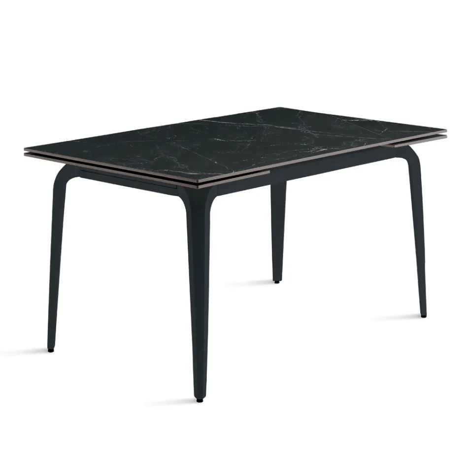 Table extensible 160/240 x 90 cm en pierre frittée effet marbre - Samus Viadurini