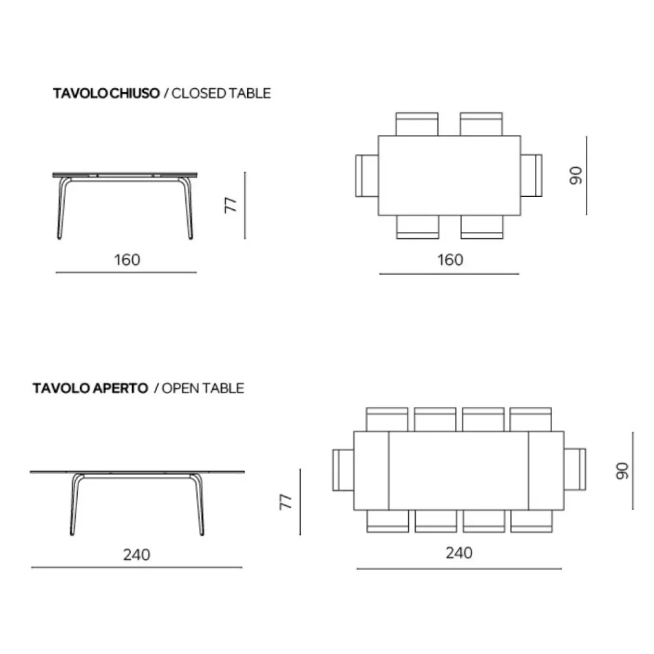 Table extensible 160/240 x 90 cm en pierre frittée effet marbre - Samus Viadurini