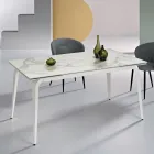 Table extensible 160/240 x 90 cm en pierre frittée effet marbre - Samus Viadurini