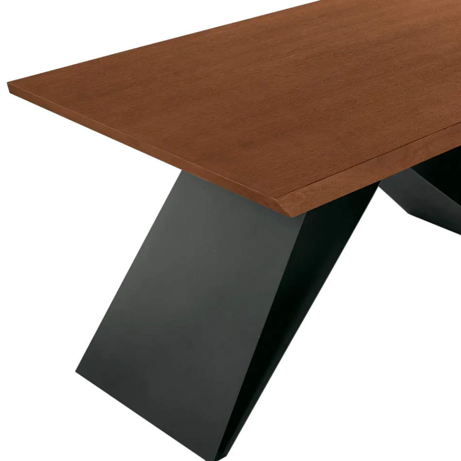 Table extensible 160/240 x 90 cm en noyer et fer - Nodo Viadurini