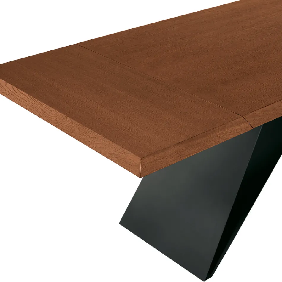Table extensible 160/240 x 90 cm en noyer et fer - Nodo Viadurini