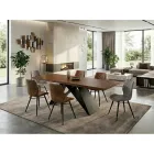 Table extensible 160/240 x 90 cm en noyer et fer - Nodo Viadurini