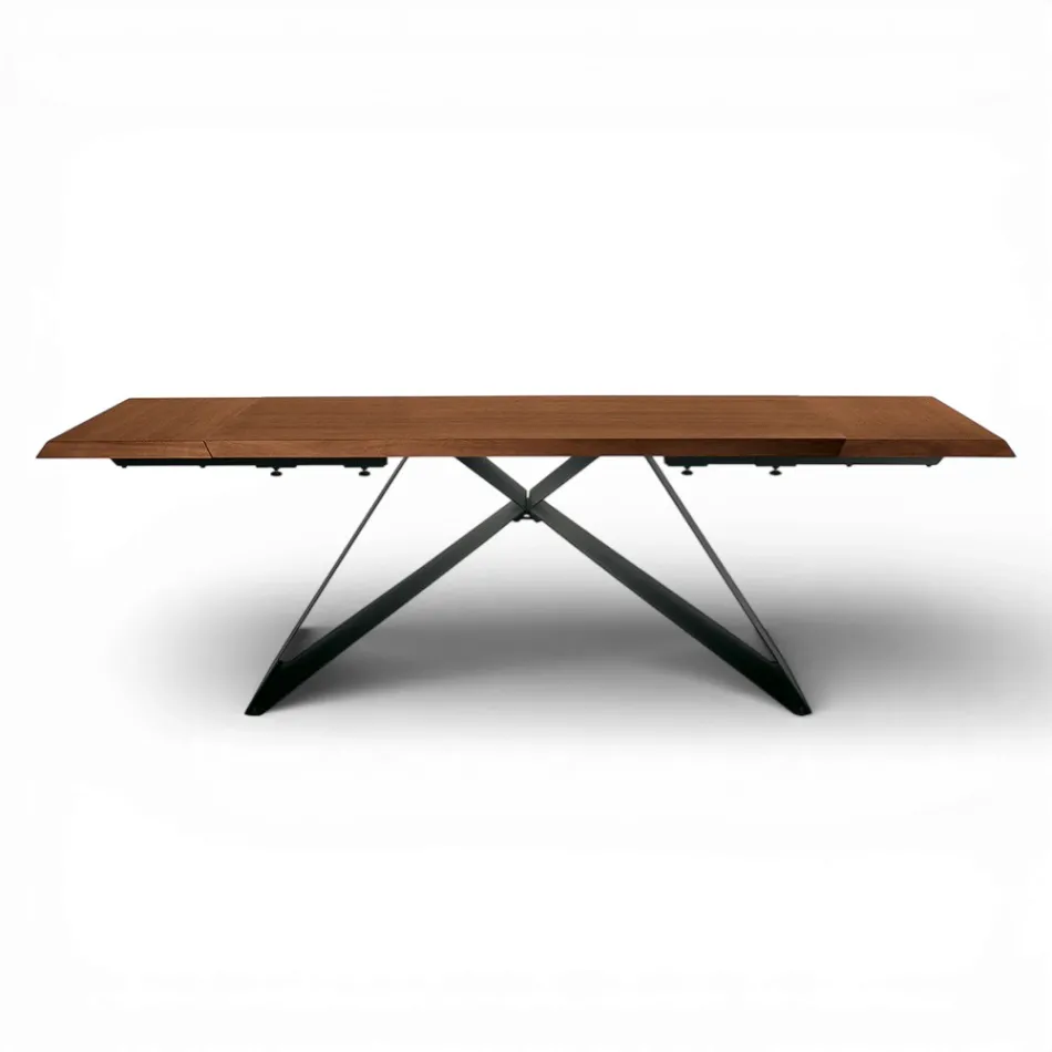 Table extensible 160/240 x 90 cm en noyer et fer - Nodo Viadurini