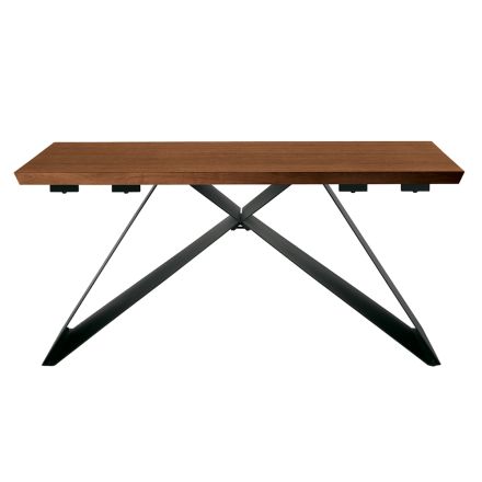 Table extensible 160/240 x 90 cm en noyer et fer - Nodo Viadurini