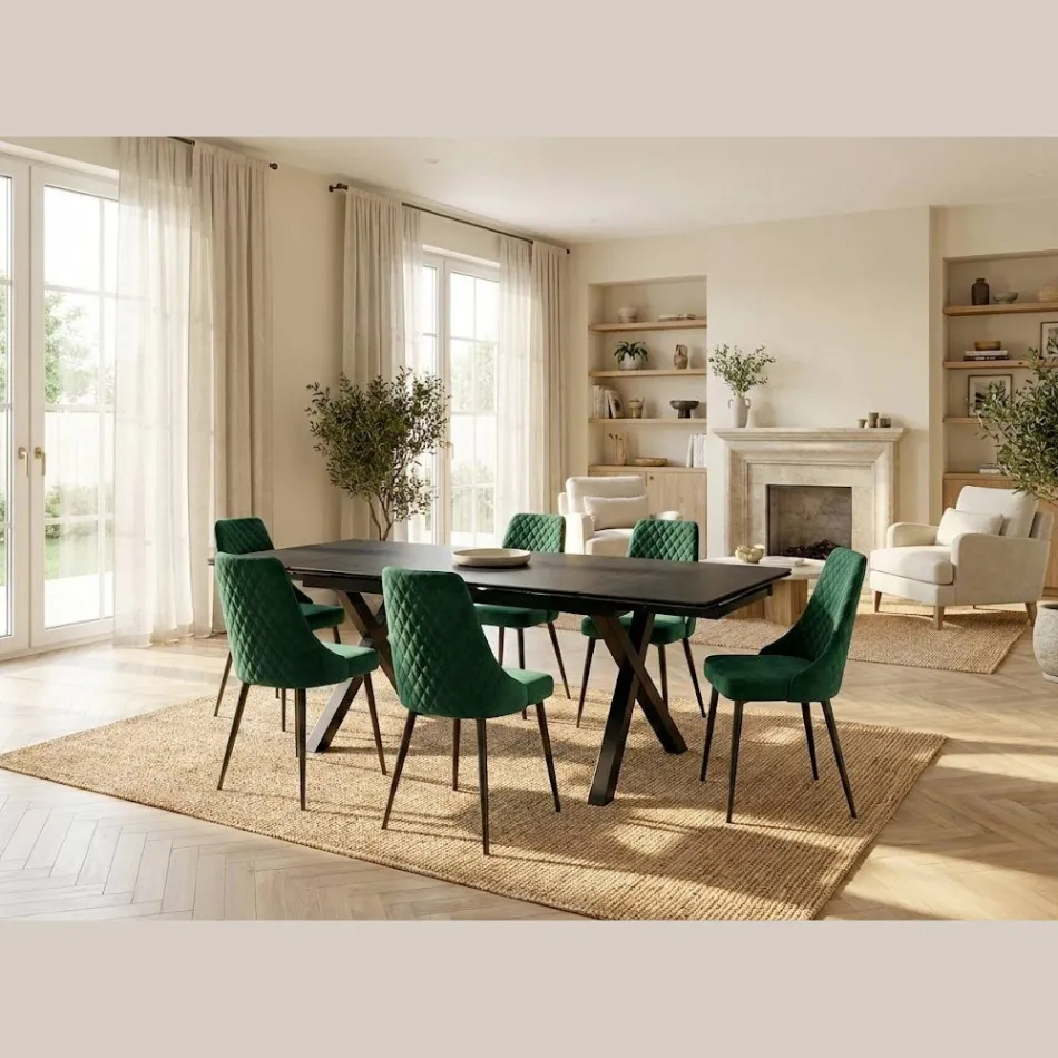 Table extensible 160/240 x 90 cm en vitrocéramique - Master Viadurini