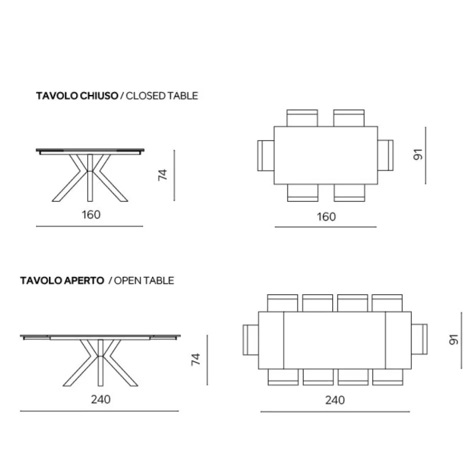 Table extensible 160/240 x 91 cm en pierre frittée effet marbre - Palazzo Viadurini