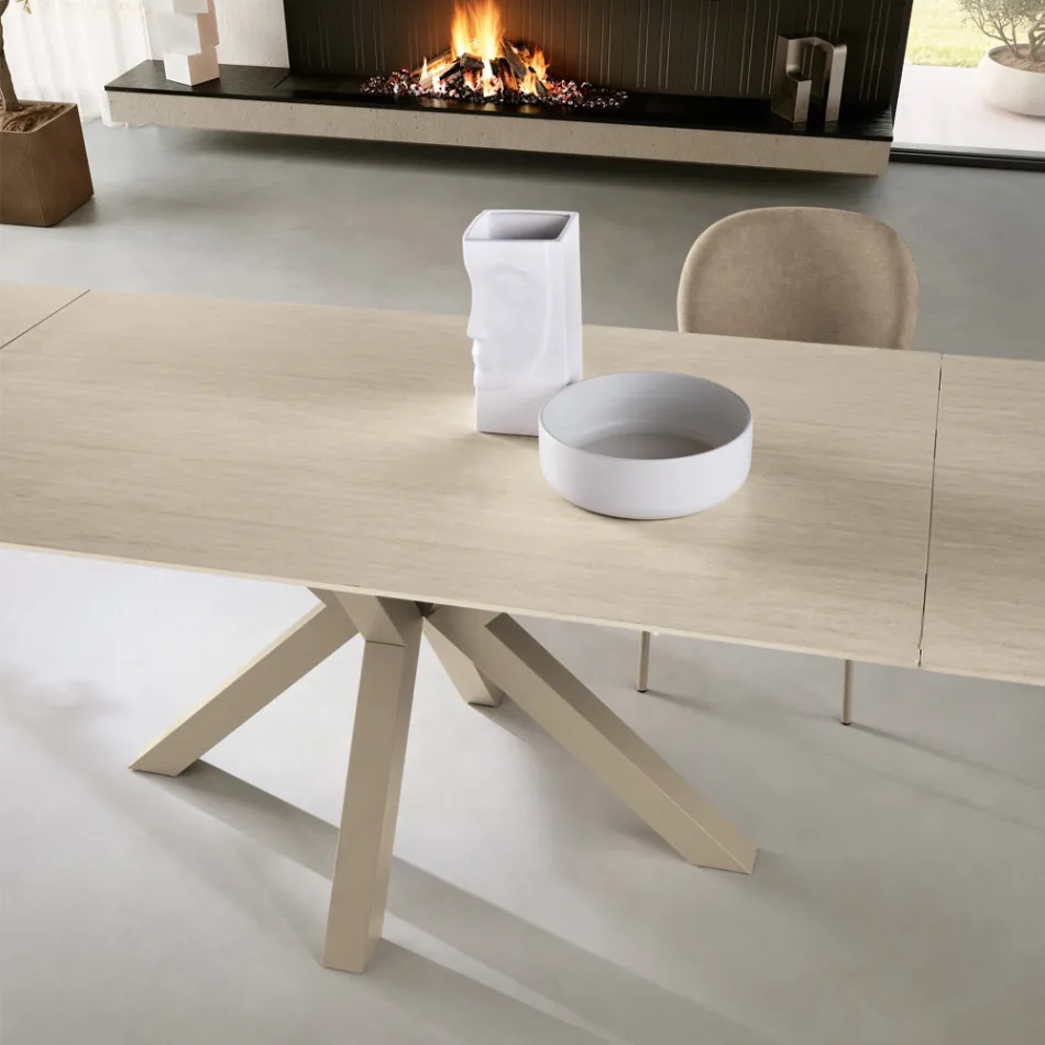 Table extensible 160/240 x 91 cm en pierre frittée effet marbre - Palazzo Viadurini