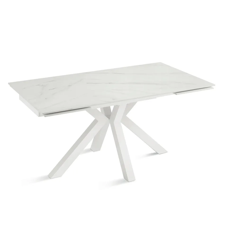 Table extensible 160/240 x 91 cm en pierre frittée effet marbre - Palazzo Viadurini
