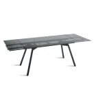 Table extensible 160/240 x 91 cm en verre fumé et piètement en métal noir - Colonne Viadurini