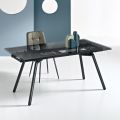Table extensible 160/240 x 91 cm en verre fumé et piètement en métal noir - Colonne