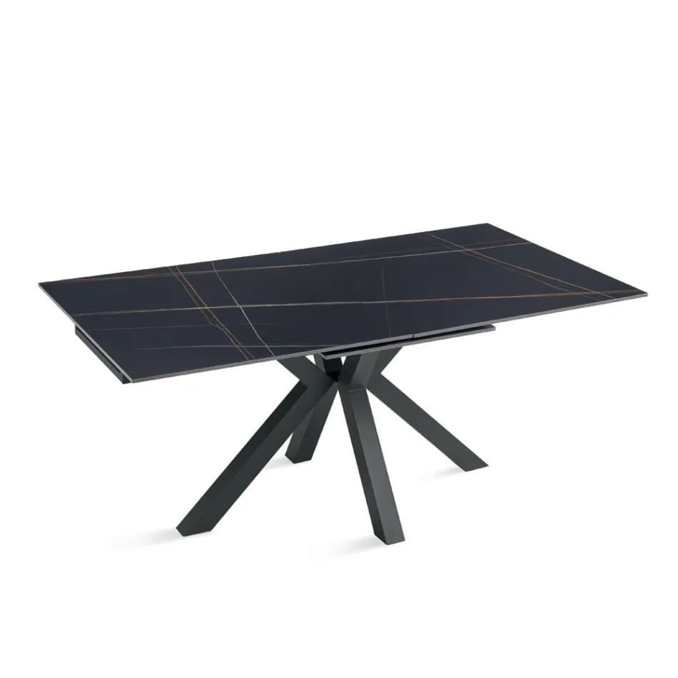 Table extensible 180/240 x 100 cm en pierre frittée effet marbre - Loggia Viadurini