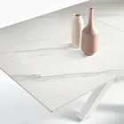 Table extensible 180/240 x 100 cm en pierre frittée effet marbre - Loggia Viadurini