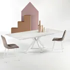 Table extensible 180/240 x 100 cm en pierre frittée effet marbre - Loggia Viadurini