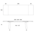 Table Extensible 3 m Plateau Céramique Brillante Pieds Métal - Papusca Viadurini