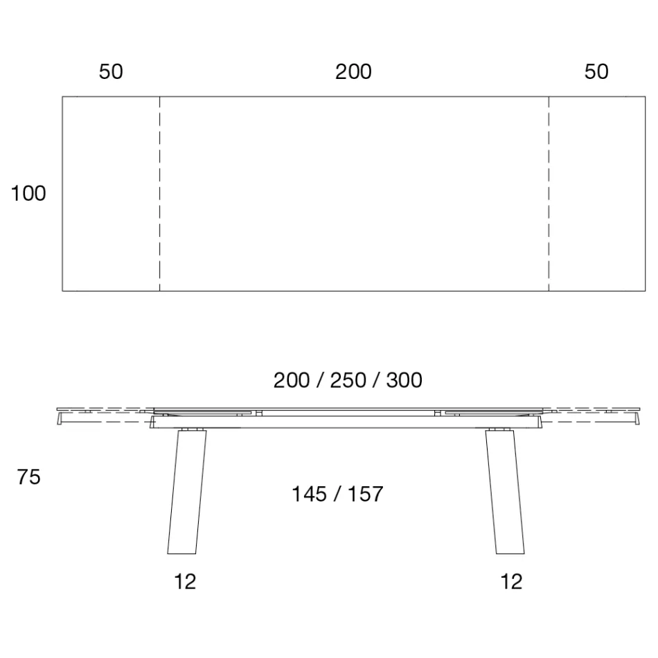 Table Extensible 3 m Plateau Céramique Brillante Pieds Métal - Papusca Viadurini