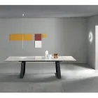 Table Extensible 3 m Plateau Céramique Brillante Pieds Métal - Papusca Viadurini