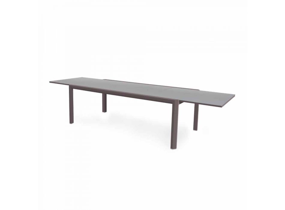 Table à manger extensible 340 cm en aluminium et verre ou Laminam - Julie Viadurini
