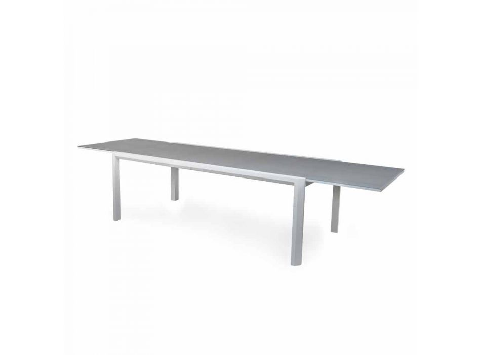 Table à manger extensible 340 cm en aluminium et verre ou Laminam - Julie Viadurini
