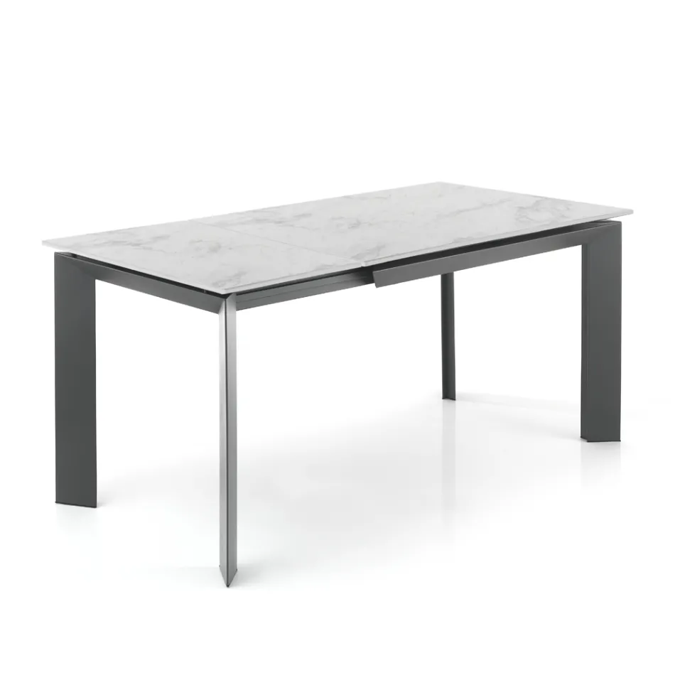 Table extensible jusqu'à 170 cm en acier et céramique - Sphinx Viadurini