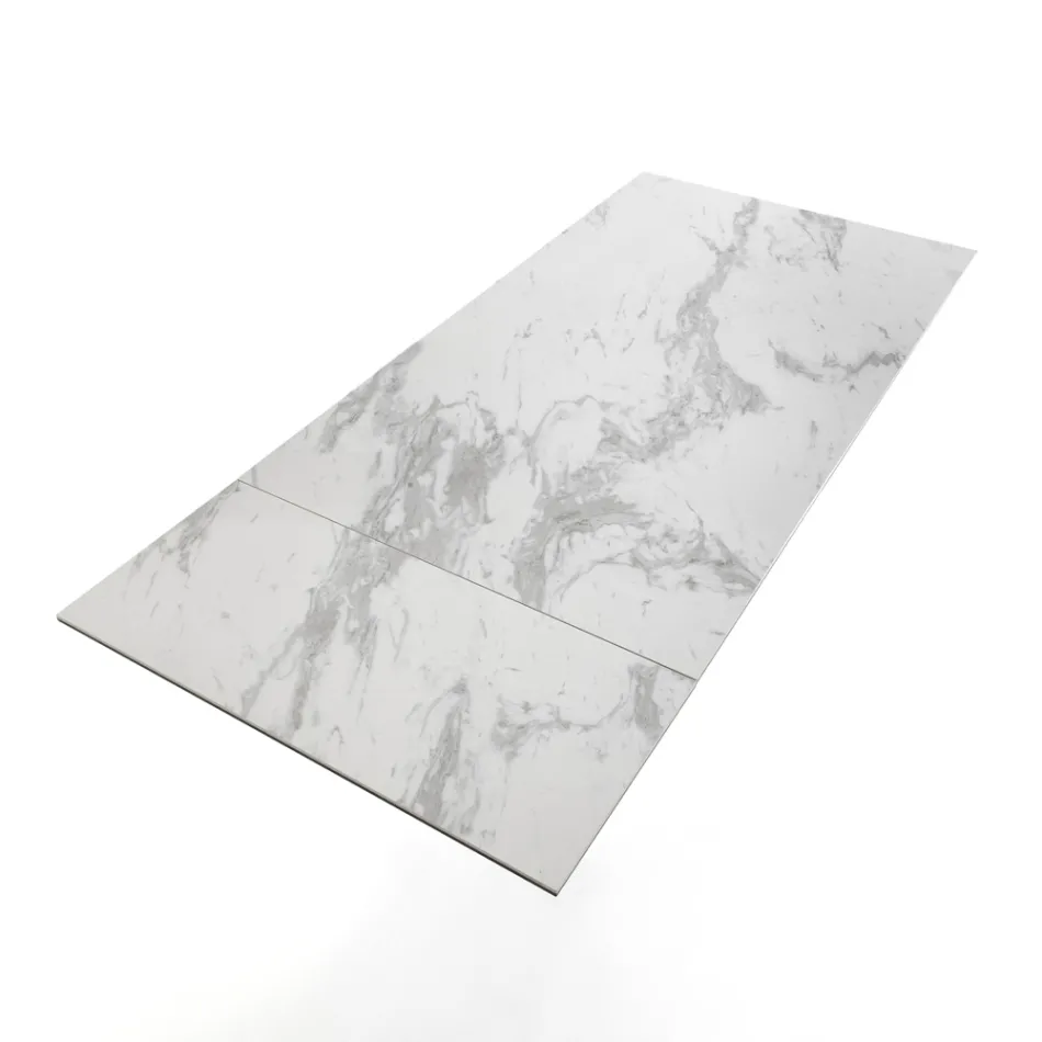 Table extensible jusqu'à 170 cm en acier et céramique - Sphinx Viadurini