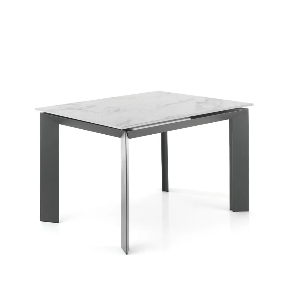 Table extensible jusqu'à 170 cm en acier et céramique - Sphinx Viadurini