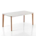 Table extensible jusqu'à 180 cm avec pieds en chêne massif et bois couleur ruthénium Viadurini
