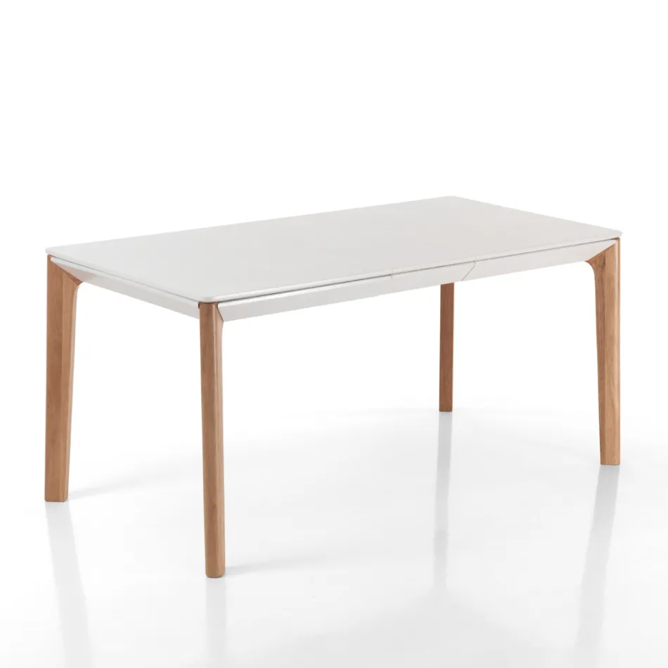 Table extensible jusqu'à 180 cm avec pieds en chêne massif et bois couleur ruthénium Viadurini