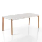 Table extensible jusqu'à 180 cm avec pieds en chêne massif et bois couleur ruthénium Viadurini