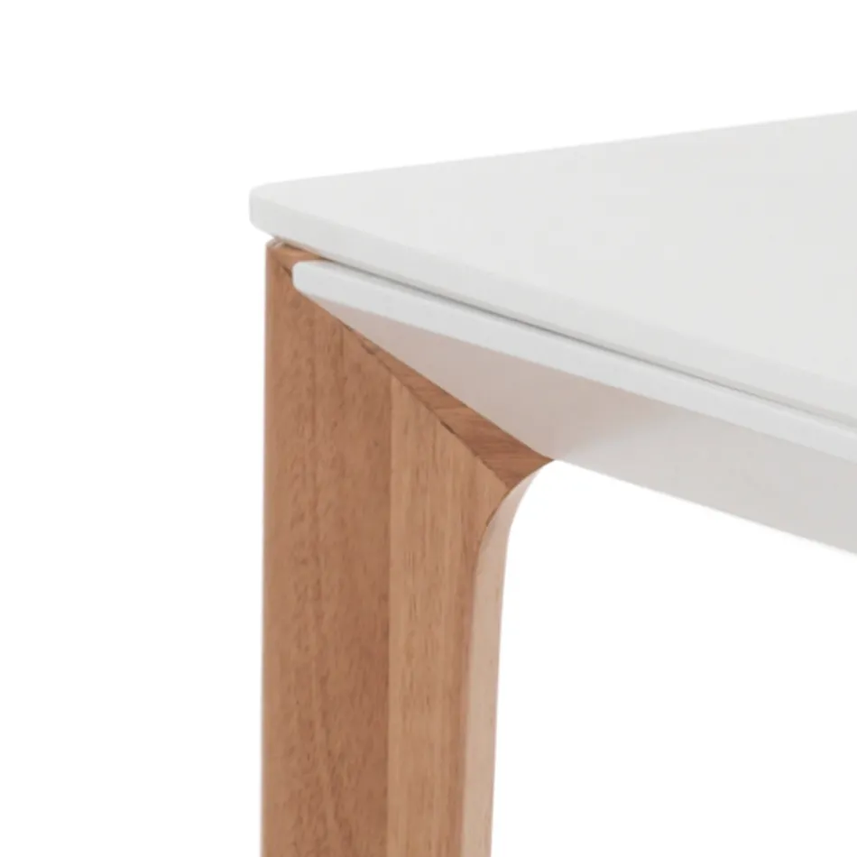 Table extensible jusqu'à 180 cm avec pieds en chêne massif et bois couleur ruthénium Viadurini