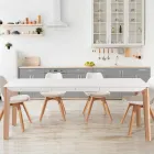 Table extensible jusqu'à 180 cm avec pieds en chêne massif et bois couleur ruthénium Viadurini