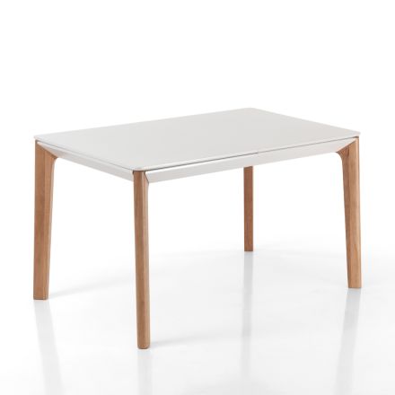 Table extensible jusqu'à 180 cm avec pieds en chêne massif et bois couleur ruthénium Viadurini