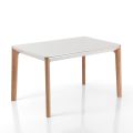 Table extensible jusqu'à 180 cm avec pieds en chêne massif et bois couleur ruthénium