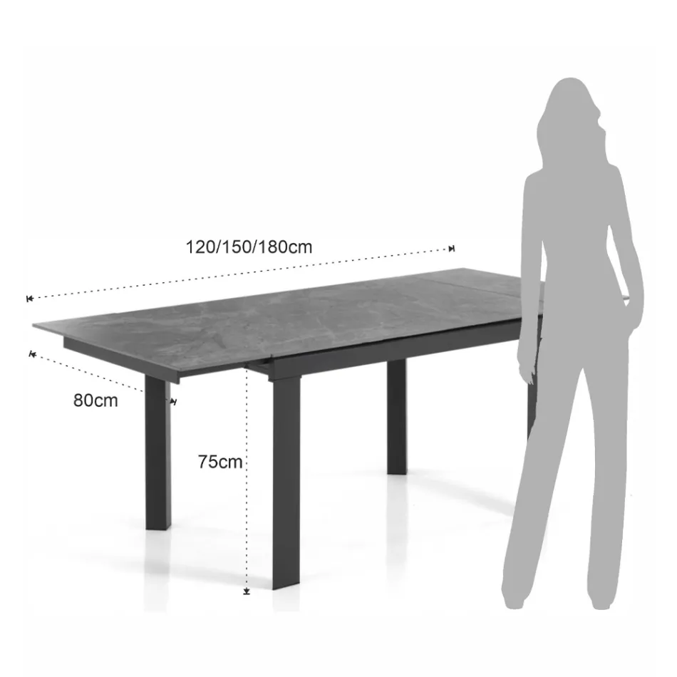 Table extensible jusqu'à 180 cm en finition marbre blanc - Brotola Viadurini