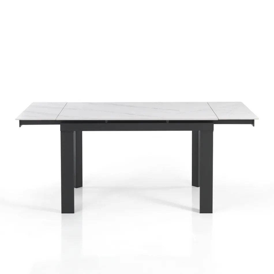 Table extensible jusqu'à 180 cm en finition marbre blanc - Brotola Viadurini
