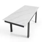 Table extensible jusqu'à 180 cm en finition marbre blanc - Brotola Viadurini