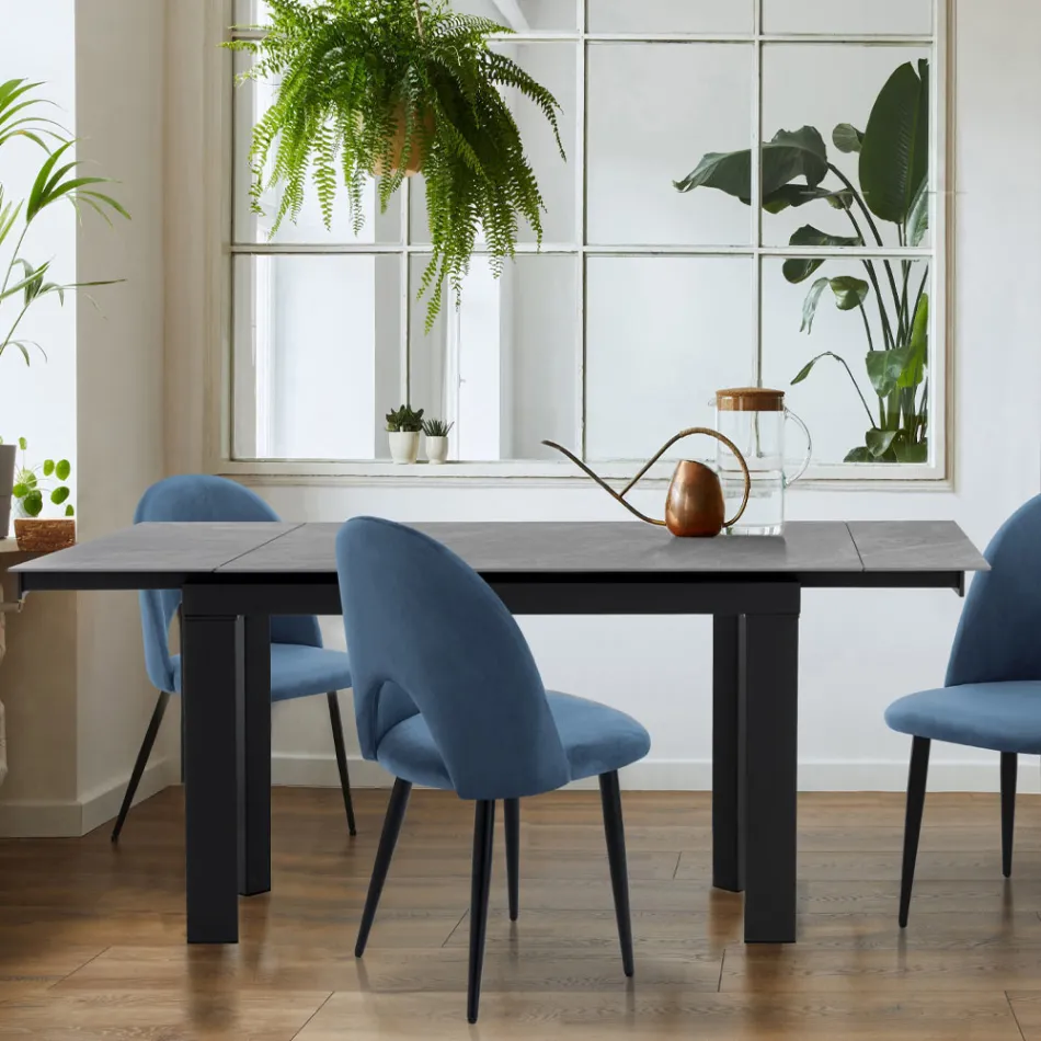 Table extensible jusqu'à 180 cm en finition marbre blanc - Brotola Viadurini