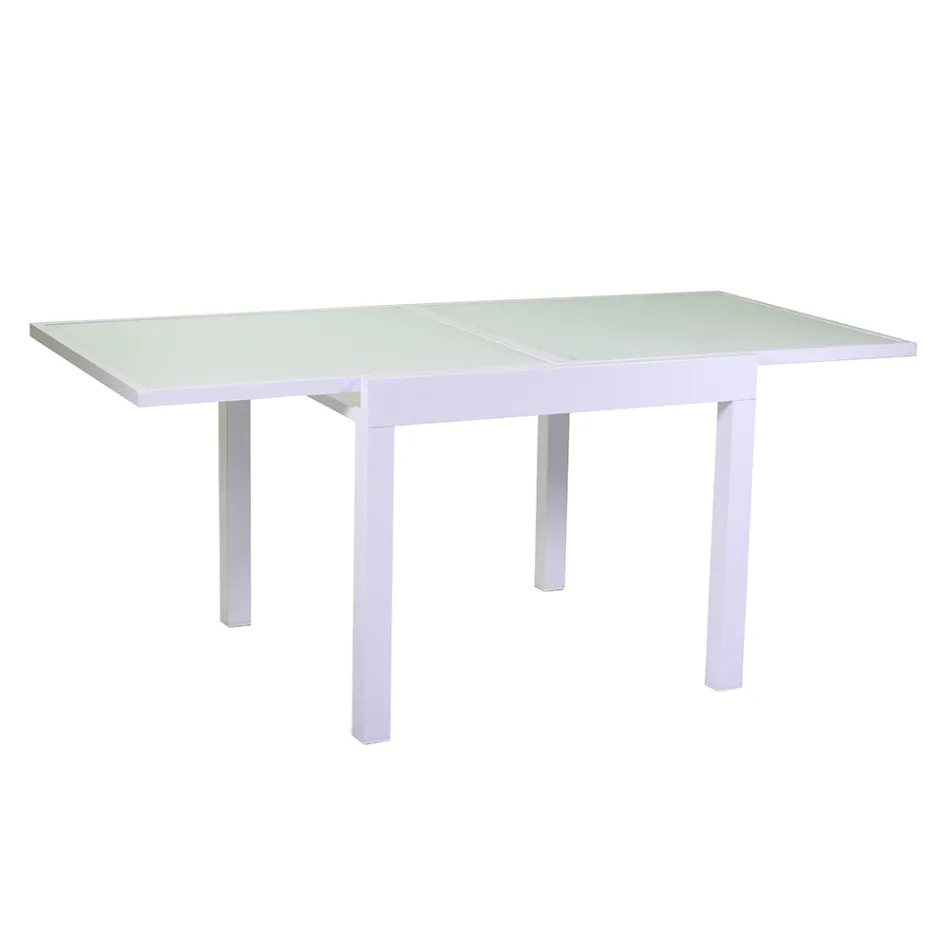 Table extensible 180 cm ou 220 cm avec plateau en verre trempé - Cartellina Viadurini