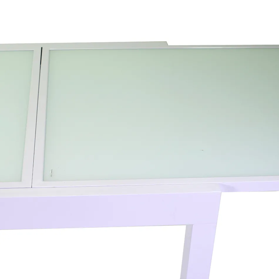 Table extensible 180 cm ou 220 cm avec plateau en verre trempé - Cartellina Viadurini