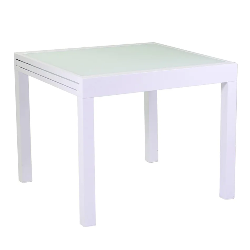 Table extensible 180 cm ou 220 cm avec plateau en verre trempé - Cartellina Viadurini